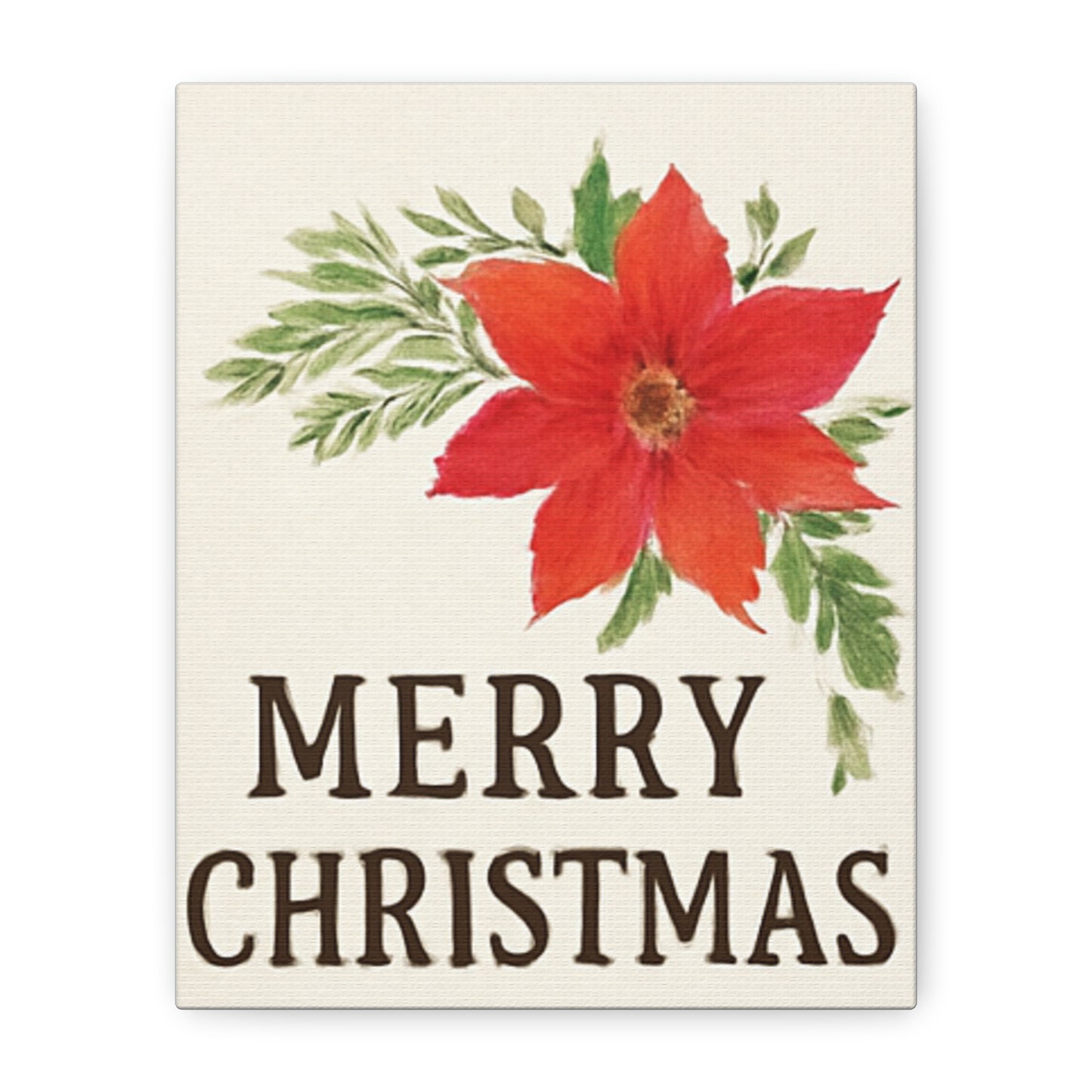 Poinsettia Merry Christmas Canvas Wall Art