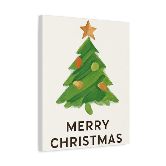 Merry Christmas Tree Canvas Wall Art – Festive Holiday Home Décor & Gift Idea