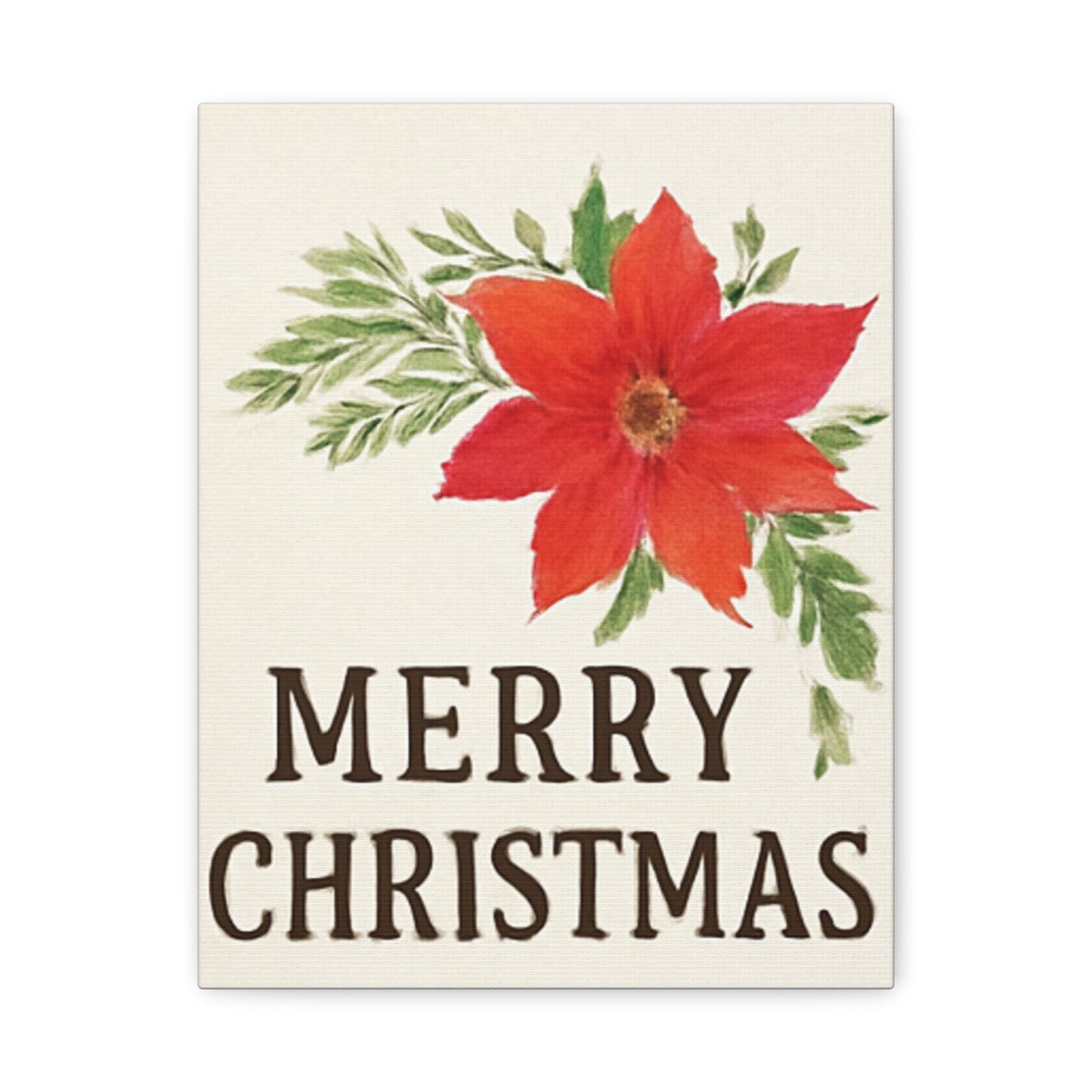 Poinsettia Merry Christmas Canvas Wall Art
