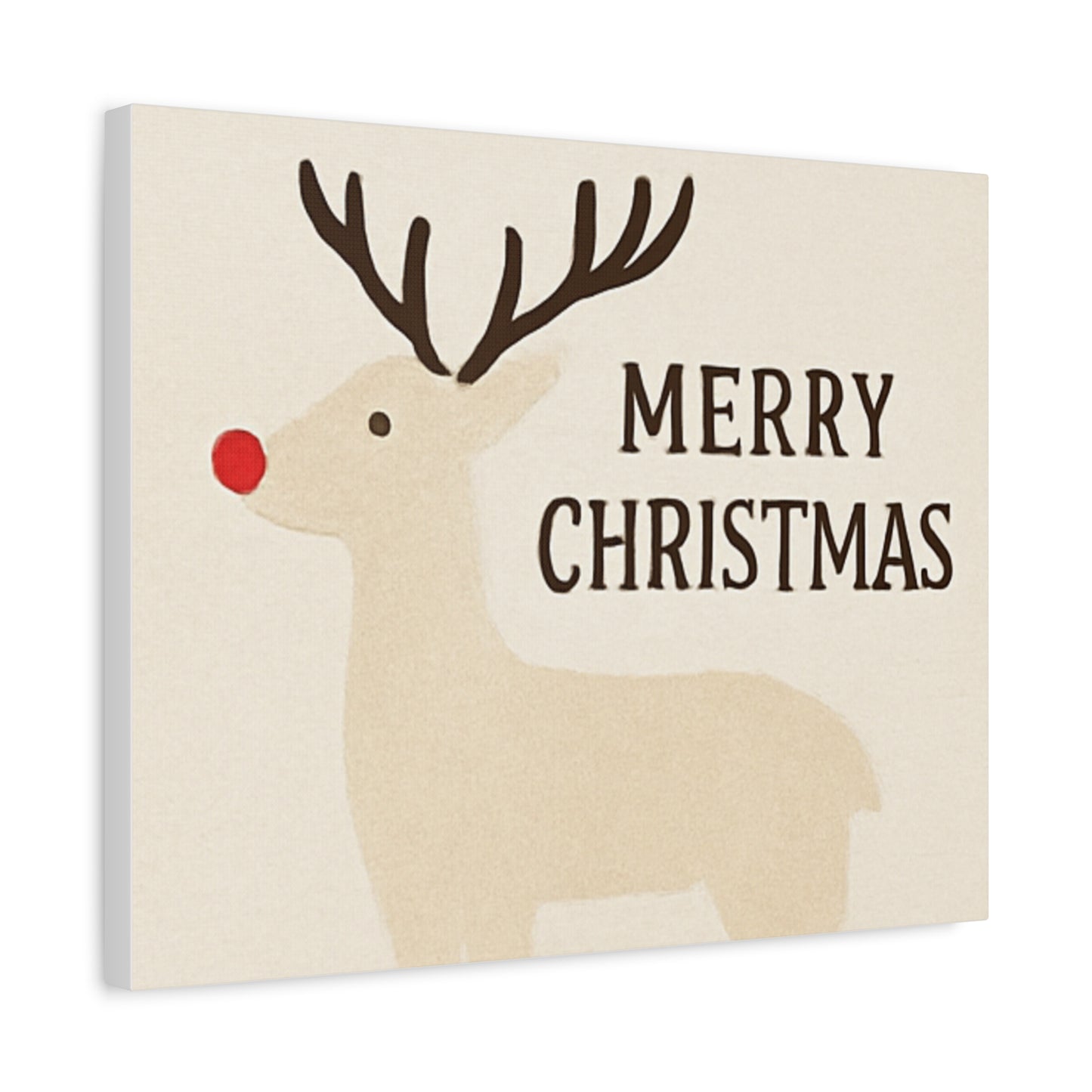 Rustic Reindeer “Merry Christmas” Canvas Wall Art – Minimalist Holiday Décor, Cozy Christmas Gift for Home or Office