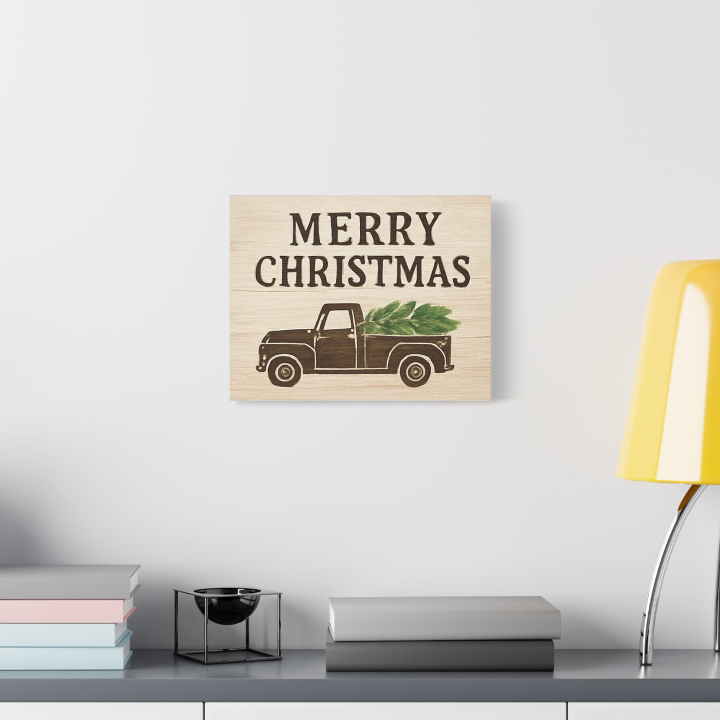 Vintage Rustic Truck “Merry Christmas” Canvas Wall Art – Farmhouse Holiday Décor & Gift Idea
