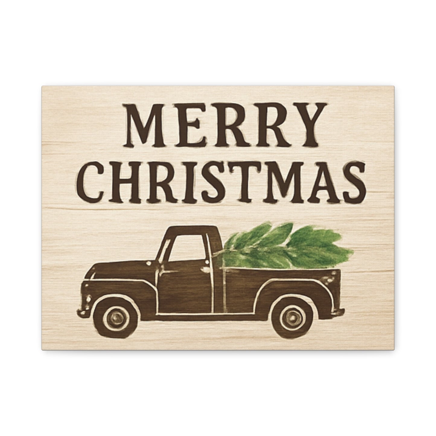 Vintage Rustic Truck “Merry Christmas” Canvas Wall Art – Farmhouse Holiday Décor & Gift Idea