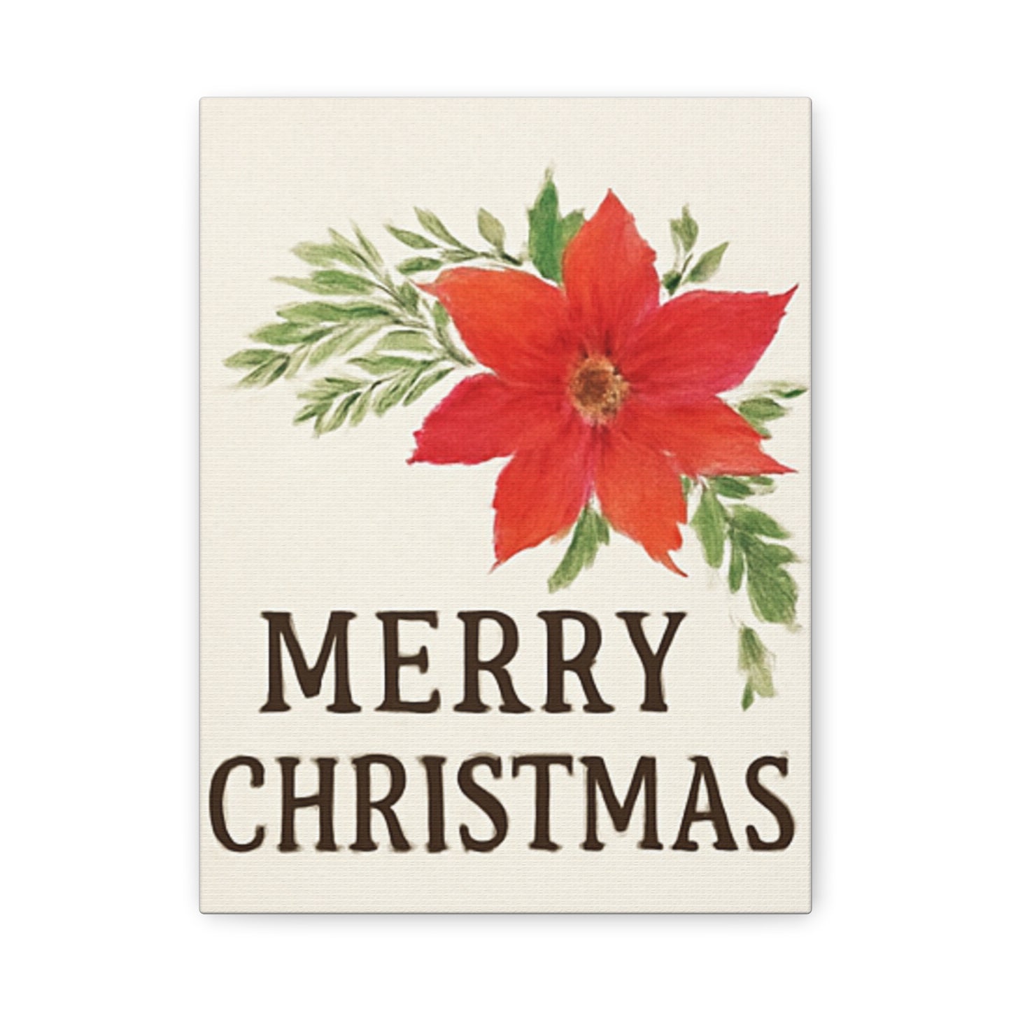 Poinsettia Merry Christmas Canvas Wall Art
