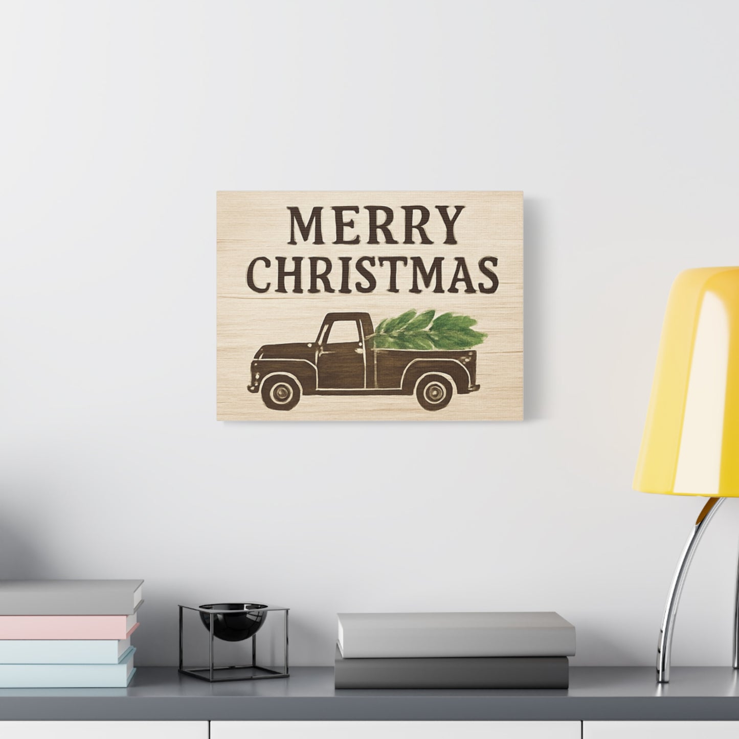 Vintage Rustic Truck “Merry Christmas” Canvas Wall Art – Farmhouse Holiday Décor & Gift Idea