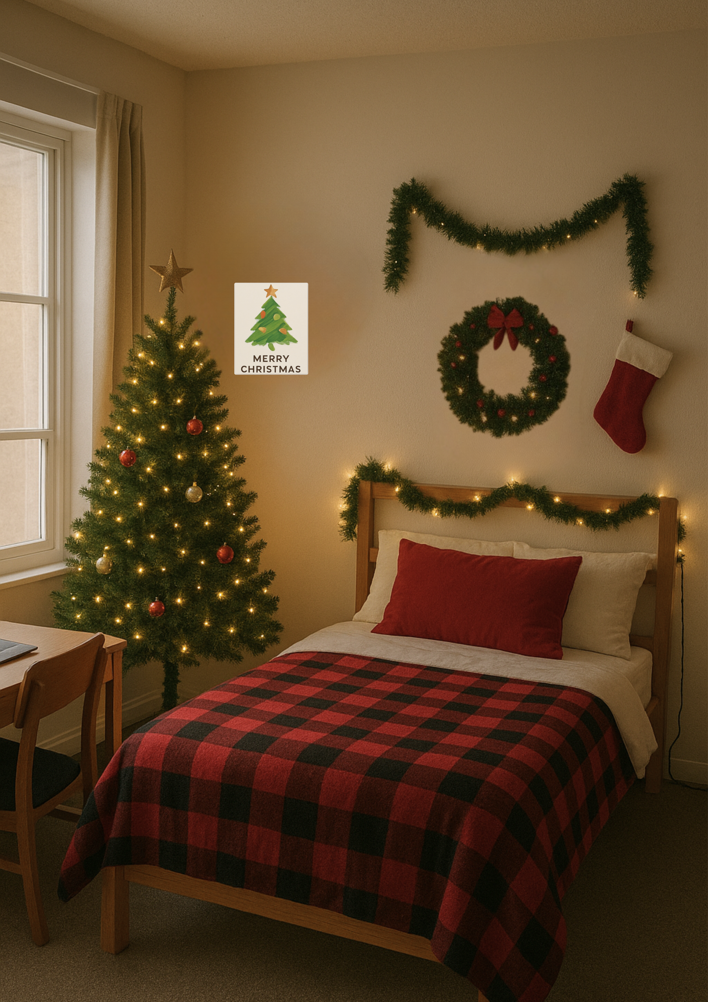 Merry Christmas Tree Canvas Wall Art – Festive Holiday Home Décor & Gift Idea