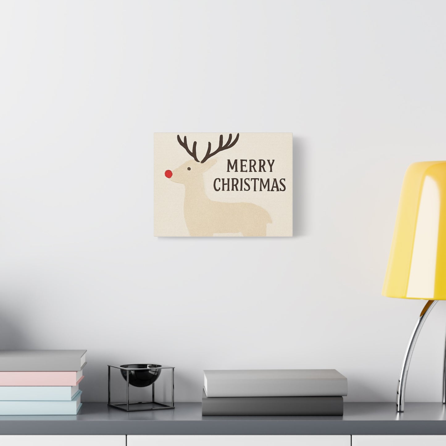 Rustic Reindeer “Merry Christmas” Canvas Wall Art – Minimalist Holiday Décor, Cozy Christmas Gift for Home or Office