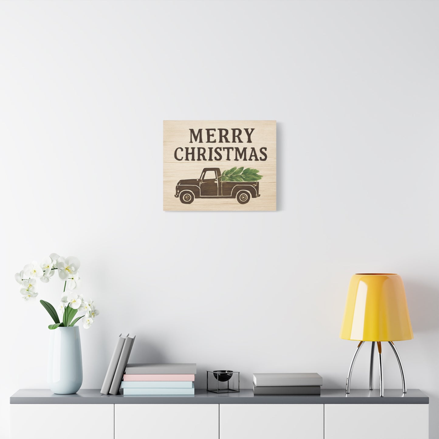 Vintage Rustic Truck “Merry Christmas” Canvas Wall Art – Farmhouse Holiday Décor & Gift Idea