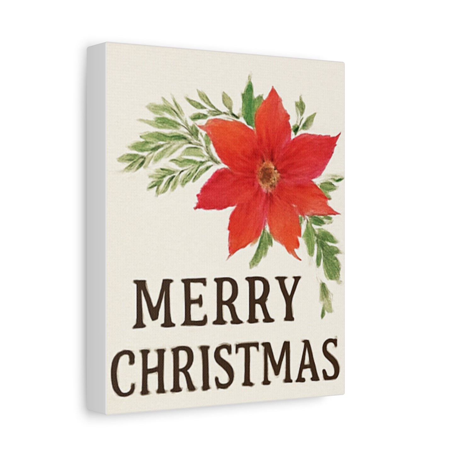 Poinsettia Merry Christmas Canvas Wall Art