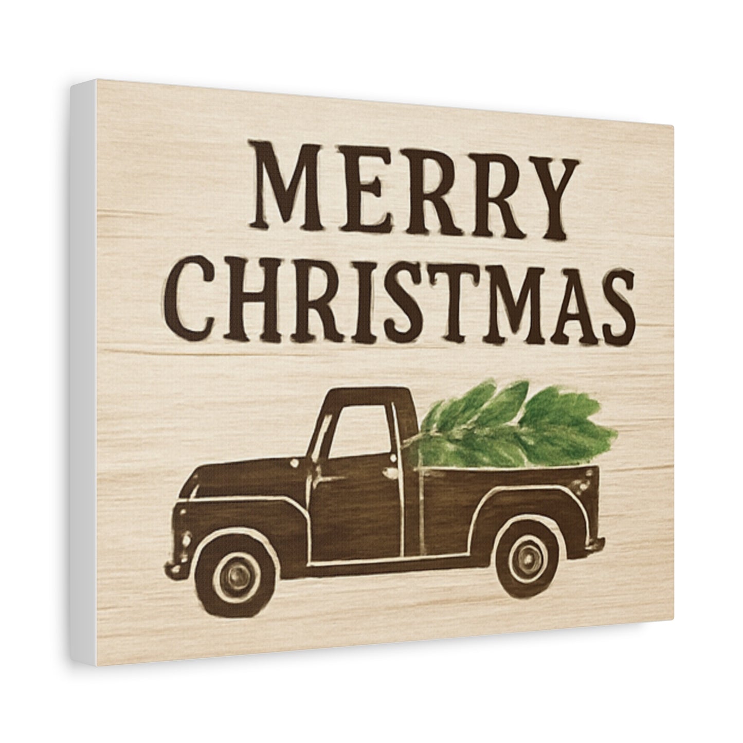 Vintage Rustic Truck “Merry Christmas” Canvas Wall Art – Farmhouse Holiday Décor & Gift Idea
