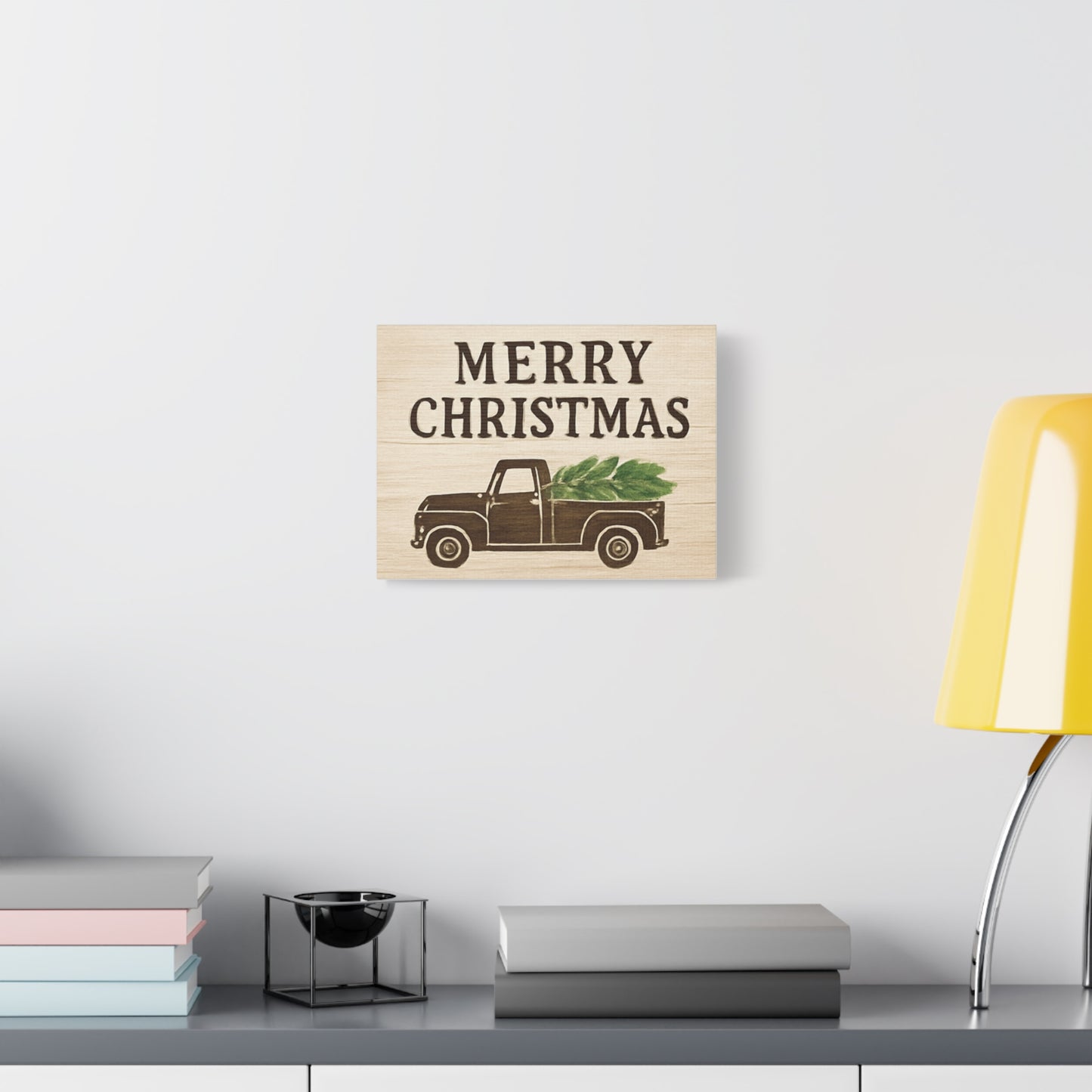 Vintage Rustic Truck “Merry Christmas” Canvas Wall Art – Farmhouse Holiday Décor & Gift Idea