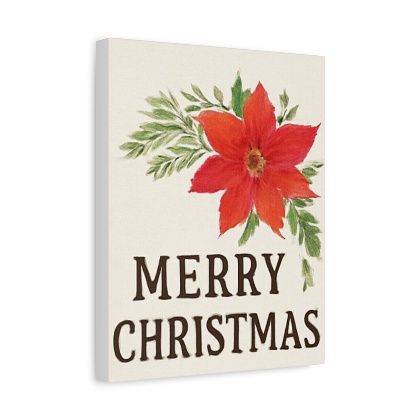 Poinsettia Merry Christmas Canvas Wall Art
