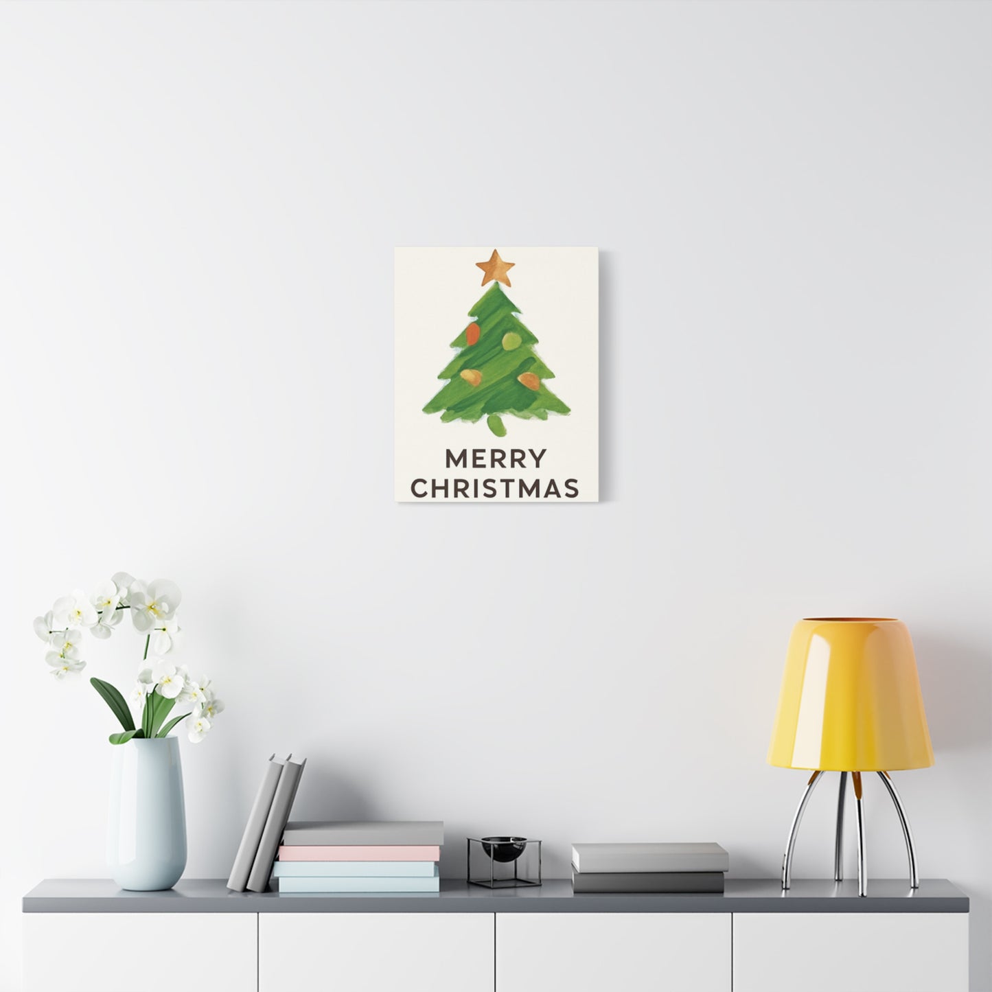 Merry Christmas Tree Canvas Wall Art – Festive Holiday Home Décor & Gift Idea